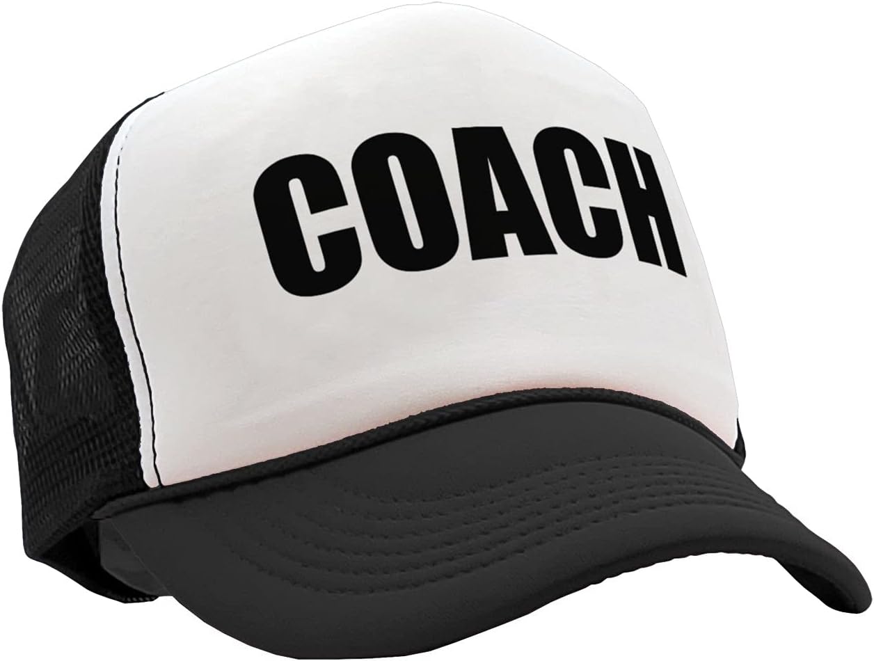 Coach - Football Basketball Sports - Vintage Retro Style Trucker Cap Hat (Black) - Image 3