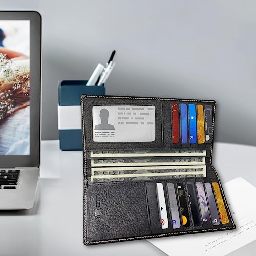 MUXILING Western Wallets for Men Leather Rodeo Wallet Men's RFID Blocking Long Cowboy Wallet with Flip ID Window, Western Gifts for Men by MUXILING - Used condition - Image 2