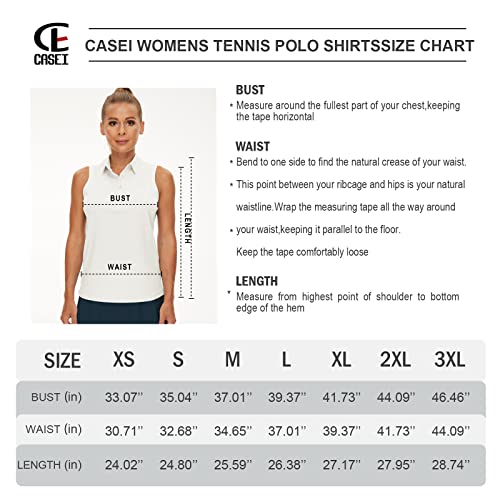 Casei Women's Sleeveless Golf Polo Shirts Upf 50+ Quick Dry Collared Polo Shirts Athletic Tank Tops Shirts,White M #TOP5