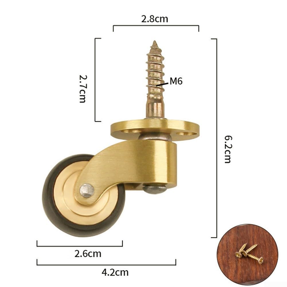Oniissy Set mit 4 Messingrollen, robust, 360 Grad drehbar, geräuschlos, Kugellager für Sofa, Tisch, kleine Möbel, Mobilität, Tragfähigkeit, 26 mm Rad, reibungslose Bewegung