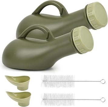 2 Pack Urine Bottles Male, 1000ml Thick Portable Pee Bottle with Lid, Spill Proof Female Wee Pee Bottles Container, Urinals Unisex Plastic Bed Pan Car Travel Toilet Adult Kids Potty Night Pot