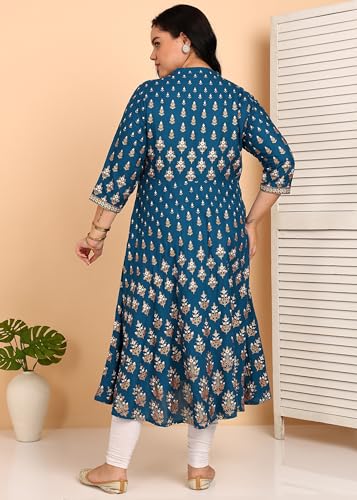 Image of Yash Gallery Women's Rayon Relaxed Fit Anarkali Floral Printed Kurta