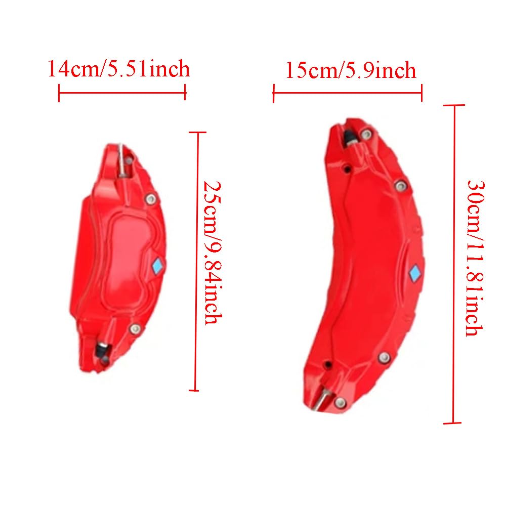 Riloer Cubiertas de pinza de freno, Juego de cubiertas de pinza de freno para rueda de coche, Cubierta protectora de pinza de freno de aluminio para coche compatible con Tesla Model 3 Highland 2024