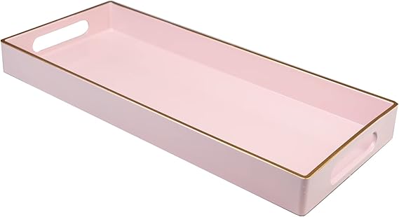 Amazon.com: Leemxiiny Pink Vanity Tray with Handles, Decorative Tray ...