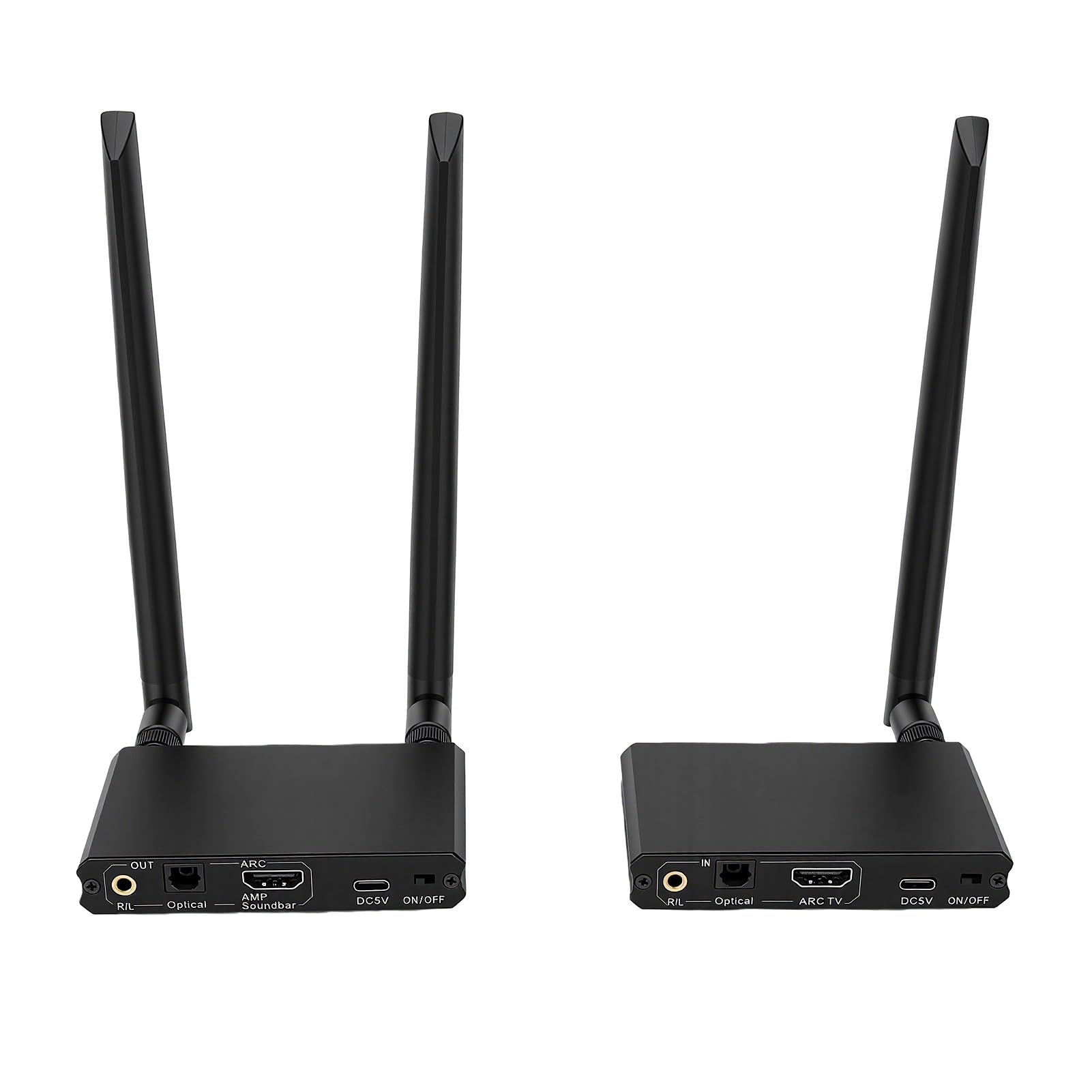 Tangxi Juego de Receptor y Transmisor de Audio Inalámbrico de 2,4 GHz, Kit de Adaptador de Sonido Inalámbrico Bluetooth 5.3 con Adaptador de Audio óptico ARC de 3,5 Mm, Largo Alcance de