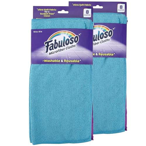Image of Fabuloso Microfiber Cleaning Cloths for Home & Car, 13x13, 8 Ct, 2-Pack