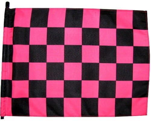 6 ft. Pink & Black Checker Safety Flag with 1/4" White Pole and Mounting Hardware