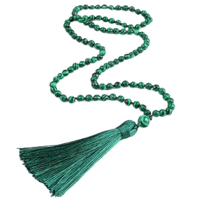 Bracelet Tibétain 108 Mala en Malachite pour Retrouver la Balance et Apaiser l'Esprit
