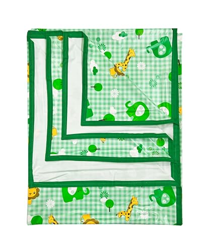 Image of EcoSoft Plastic Sheet,PVC Sheet for Kids,Rubber Sheet for Babies,Bed Wetting Protector(90 x 135 cm) (Green Big Jungle)