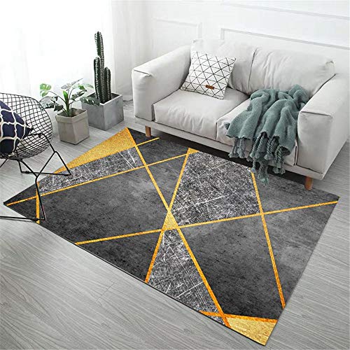 {Alfombras Salon 2X3 Gris Alfombras Salon Xiaosua alfombras de Gateo Gris Alfombra de salón Amarillo Gris geométrico mármol Antideslizante Alfombra Multi-tamaño...