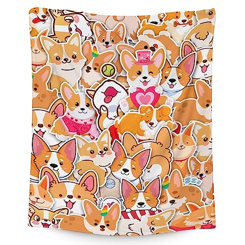 Corgi Blanket Gifts - 30"x40" Cute Throw for Adults, Kids - Colorful Soft Fuzzy Blankets for Couch & Office