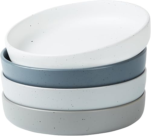 famiware Mercury - Juego de 4 cuencos para pasta, cuencos grandes de 33 onzas, platos de cerámica para pasta, cuencos para servir cocina, microondas