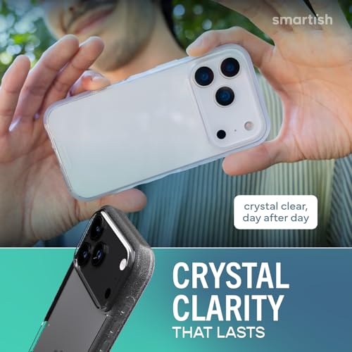 Image of Smartish iPhone 17 Pro Clear Case - Gripmunk [Lightweight + Protective] Anti-Yellowing Slim Case - Drop Tested Ultra Thin Grip Cover for Apple iPhone 17 Pro - Clearly Clear