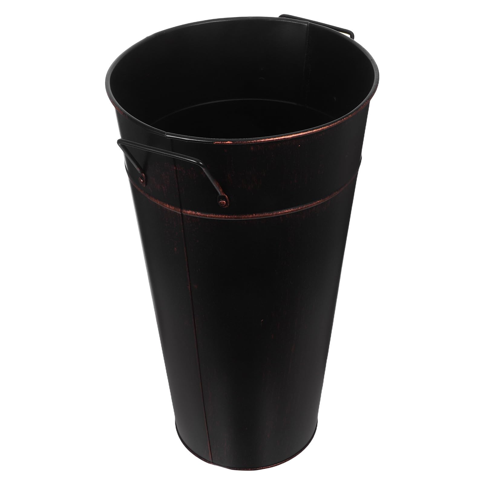DOITOOL Leñero de Metal con Asa para Chimenea, Cubo Alto con Gran Capacidad, Organizador Decorativo y Portátil para Leña en Interiores y Exteriores