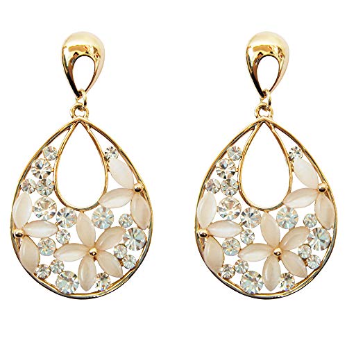 Navachi Métal de base plaqué or 18 ct Marquise Blanc Opal