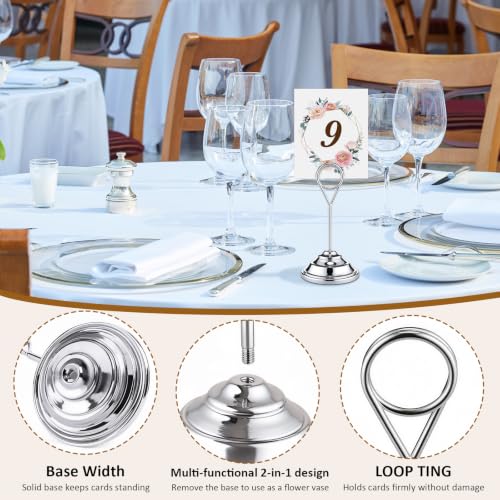Image of 12 Pcs Table Number Holders Silver 4.7 Inch Metal Place Card Holders Table Number Stands Tabletop Sign Stands for Photos, Menu, Memo, Notes, Wedding, Restaurant, Banquet, Birthday