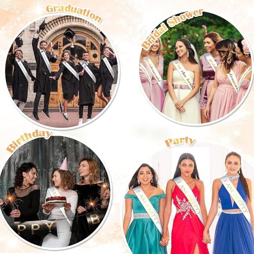 White Satin Sash - Blank Ceremony Shoulder Belt | Custom Design Elegant Prom Party Accessory, Graduation Wide Dress Wrap for Pageants Homecoming Events and Celebrations3