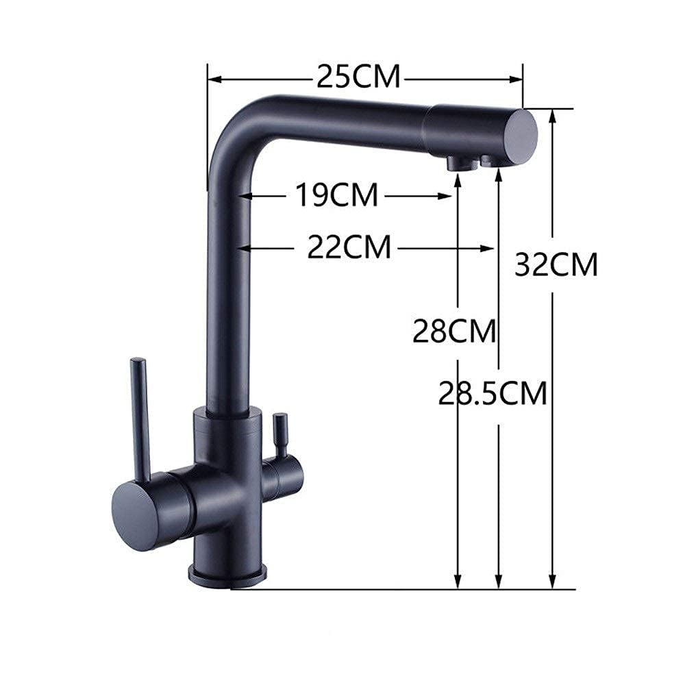 Rubinetti,Rubinetti per lavello da cucina Rubinetto da cucina per acqua potabile Doppi manici in ottone massiccio Bocca girevole a 360 gradi Miscelatore con filtro per acqua calda e fredda Comfortable