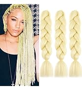 Ombre Braiding Hair 3pcs 613 blonde Synthetic Jumbo braiding Hair Extensions For Braids Twist 24 ...