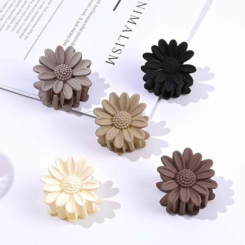 Image of Cerrito 6 Pcs Small Matte Hair Claw Clips, Neutral Mini Clamps with Strong Hold Grip for Thick & Thin Hair, NonSlip Hair Accessories Fashion Everyday Hairstyling (Multicolor, Sunflower Small)