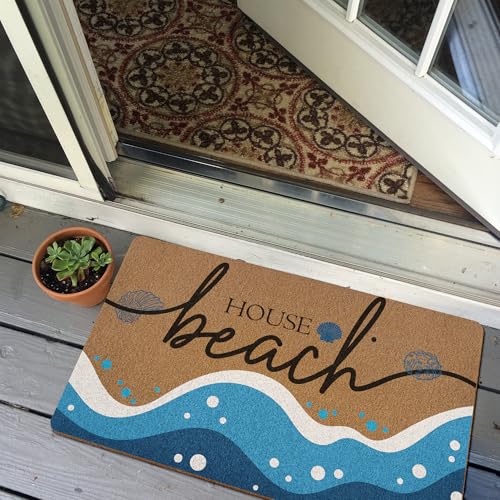 XLDLIOO Beach Coastal Summer Door Mat, Beach House Doormat, Ocean Welcome Front Door Mat Indoor Outdoor Entrance, Beachy Seashell Artificial Coir Doormats Rugs for Patio Entry Home Decor, 30x17in - Image 6