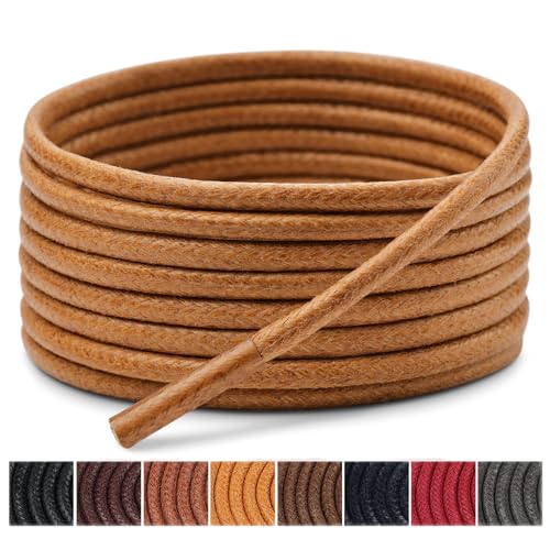 Image of Handshop 3 Pairs Dress Shoe Laces | 3 /32 inch Thin Round Waxed Shoelaces | Polished waxed sheen, tightly woven cotton, secure tie, for oxfords, derbies and chukka boots, 23 inch-63 inch sizes and 15 colors