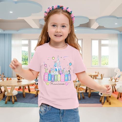 Birthday Girl Shirt Kids Magical Castle Tshirt Birthday Princess T-Shirt Toddler Girls Party Gifts Tee Family Vacation Tops4