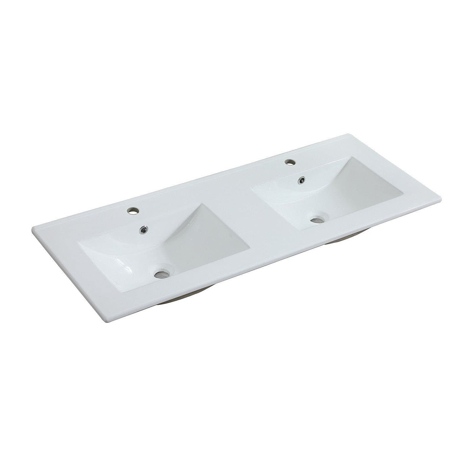 MOB-IN Meuble Double Vasque 120cm avec Plan céramique Sorrento Noir + Colonne