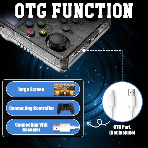 WDKXCN R36s Console de jeu portable rétro R36s avec carte TF 64 Go, écran 3,5 pouces, système Linux, console de jeux portable rétro, 3500 mAh, noir, plus de 15 000 jeux classiques intégrés – Image 6