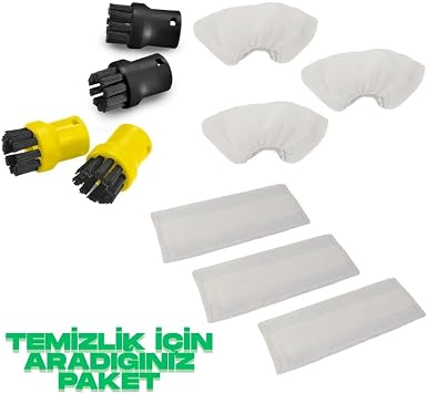 Karcher SC Serisi ile Uyumlu Aksesuar Seti - Mikrofiber Bez - Mini Fırça Seti