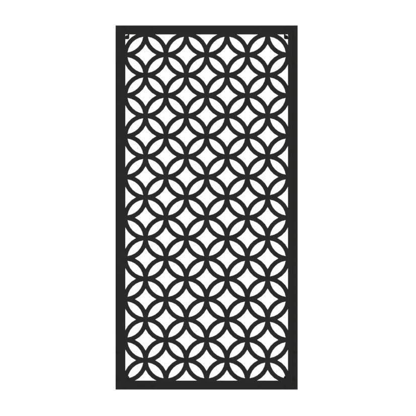 Metal Garden Screen Geometric Circles Black 60x120cm Fence Wall Decor Panel
