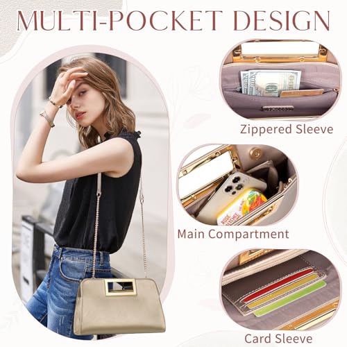 Image of VASCHY Clutch Purse for Women,Fashion Vegan Leather Cut-Out Handle Evening Handbag Crossbody Shoulder Bag for Wedding,Party