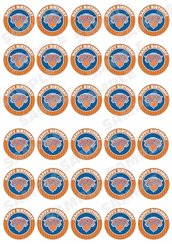 30 x Edible Cupcake Toppers New York Basketball Team Themed Collection of Edible Cake Decorations | Uncut Edible on Wafer Sheet