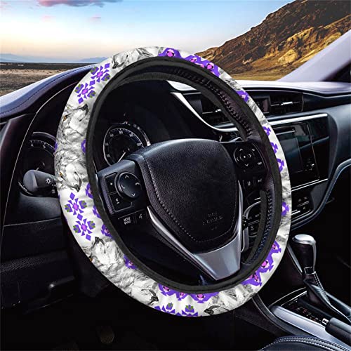 Dolyues Housse de volant de voiture avec imprimé loup ethnique pour volant de taille universelle de 35,6 à 38,1 cm, extensible, confortable, accessoire de décoration d'intérieur Cover