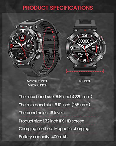 Military Smart Watch Men (Make Call/Answer), 2023 Newest Outdoor Waterproof Smartwatch, Rugged Bluetooth Smart Watch For Android Iphone, Tactical Fitness Tracker With Heart Rate/Ai Voice, Silver Black #TOP7