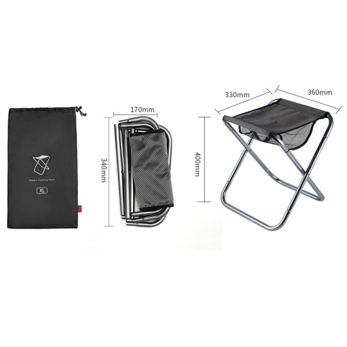 PRETYZOOM Sgabello Pieghevole Portatile Sedia Compatta e Facile da Trasportare in Lega di Alluminio per Campeggio e Escursionismo per Attività Outdoor e Riunioni Sportive