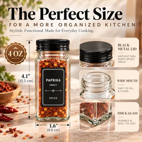 30 Pack Spice Jars with 595 Labels, 4oz Spices Containers with Metal Lids - Image 2