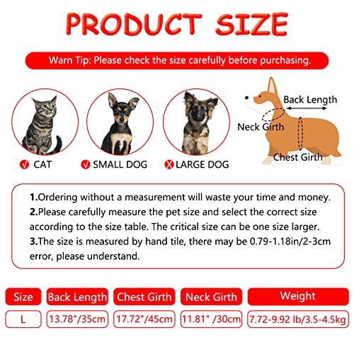 HACRAHO Red Dog & Cat Shirt, 6 PCS Breathable Cotton L Size, Small & Medium Dogs & Cats, Blank Design, Summer - Image 2