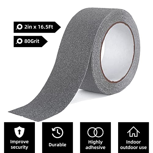 Image of Reniteco Anti Slip Tape - 2 inch x 16.5Ft, Grey Heavy Duty Grip Tape - High Adhesion & Waterproof, No Residue Removal for Outdoor Stairs, Tile, Shower, Bathtub - Extra Grip Safety Tape