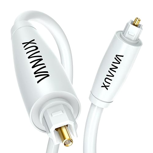 Miniatura 1 de VANAUX Cable de audio óptico blanco, cable óptico digital SPDIF Toslink de fibra óptica para cine en casa, barra de sonido,