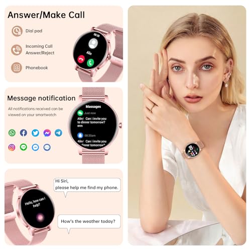 Image of Smart Watches for Women(Answer /Make Calls), 1.27 inch HD Screen Fitness Tracker with Heart Rate /Sleep Monitor, 130+ Sport Modes IP68 Waterproof Activity Tracking, Smart watch for Android iOS, Purple-gold