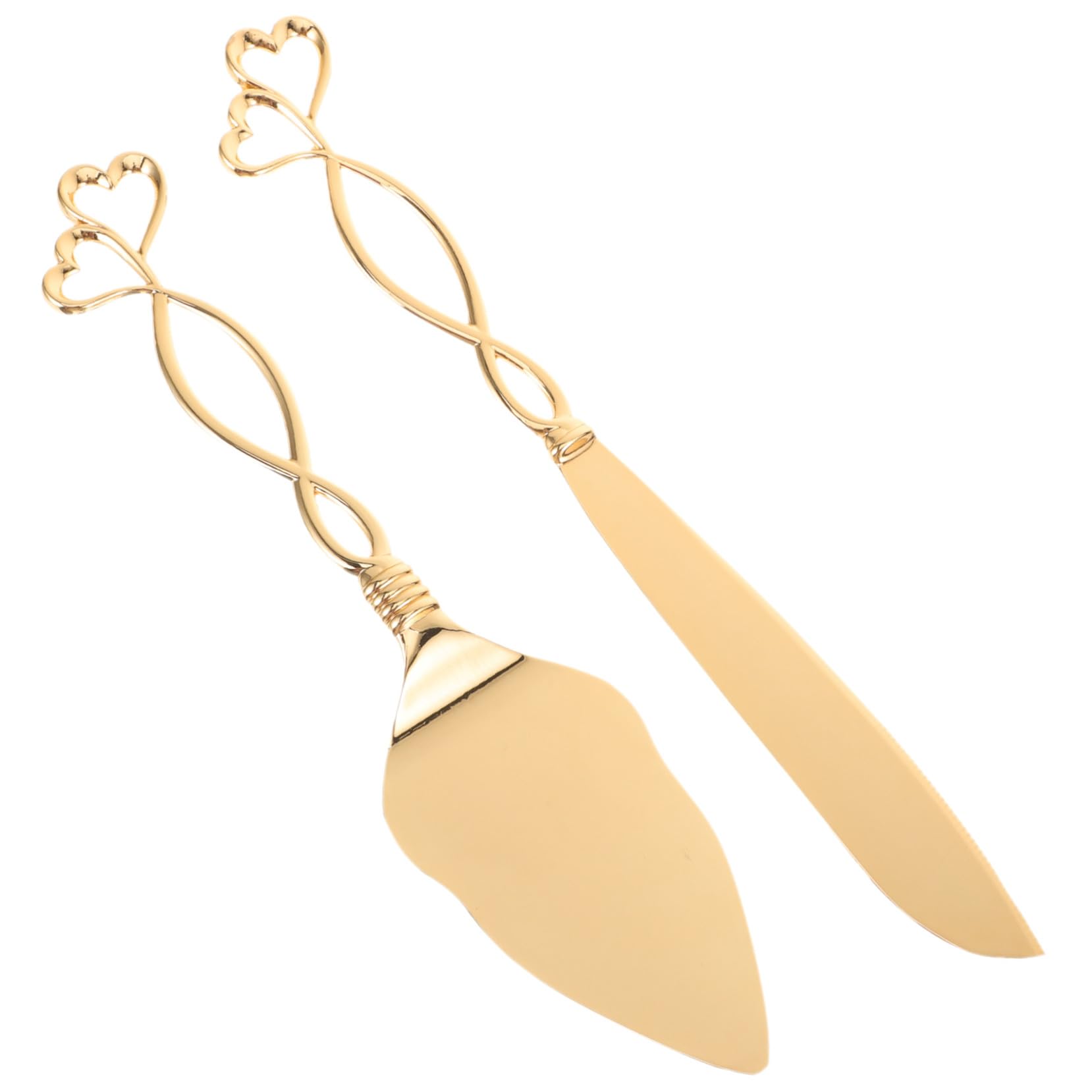 2 Piezas Cortador y Espátula para Pasteles de Boda Diseño Elegante Dorado Fácil de Limpiar Utensilios para Recepción y Celebraciones Formales