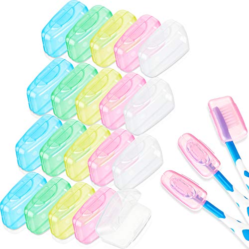 20 Pieces Portable Toothbrush Head Covers Toothbrush Protective Case Toothbrush Head Protector Cap Toothbrush Head Holder Cover Case for Travel Home Office