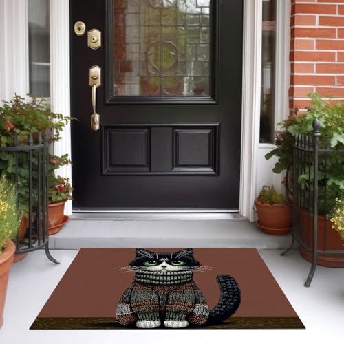 Tapis lavable antidérapant résistant pour terrasse cuisine motif chat