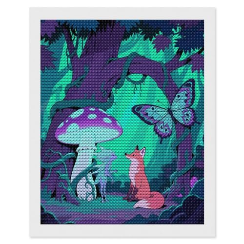 Kit peinture diamant 5D renard nocturne, cadeau débutant idéal