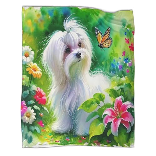 Couverture chien mignon en microfibre imprimée 3D 100x130cm - 3