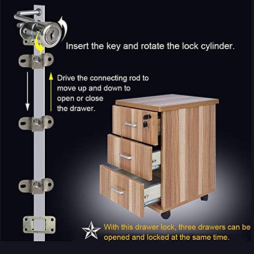 KBNIAN 2 Pcs Drawer Lock, Plunger Lock with Key Zinc Alloy File Cabinet Lock Cupboard Cam Lock Cabinet Door Locks for Filing Cabinets Wardrobe Display Cabinet Furniture (Silver)