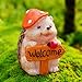 Garden Hedgehog Welcome Sign Statue with Mushroom Hat, Solar LED Ladybug Light, Outdoor Decorative Figurine, Housewarming Gift for Patio,Yard,Lawn Ornament