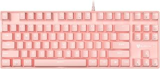 Merdia Wireless Mechanical Keyboard Triple Mode 2.4G/USB-C/BT Keyboards | 87 Keys Mechanical Gaming Keyboard & Hot-Swappable with White Backlit, 80% Blue Switch Keyboards, Pink
