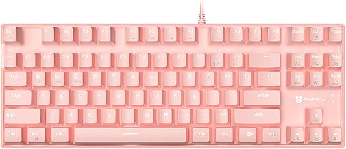 Qisan Wireless Mechanical Keyboard & Wired Gaming Keyboard | 87-Key 80% Compact Layout, Triple Mode 2.4G/USB-C/Bluetooth | White Backlit Blue Switch | Rechargeable Computer Keyboard for Laptop & PC